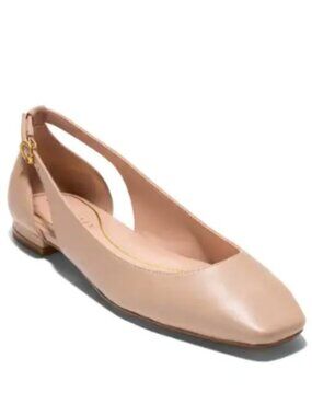 Cole Haan Bria Cutout Brush Leather Flat Nude 6.5